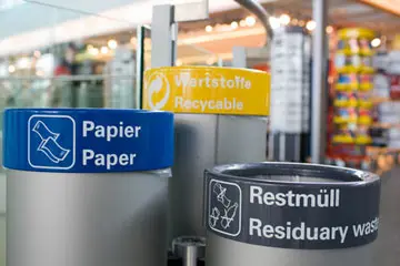 Behälter zur getrennten Sammlung von Papier, Wertstoffen und Restmüll