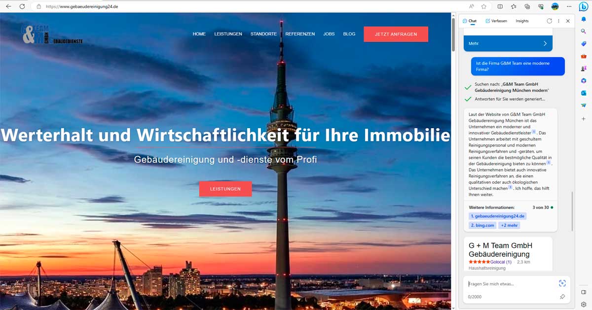 Screenshot ChatGPT über G&M Team